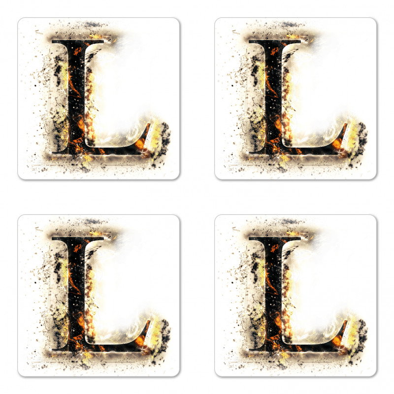 Fire Letter Capital L Coaster Set Of Four