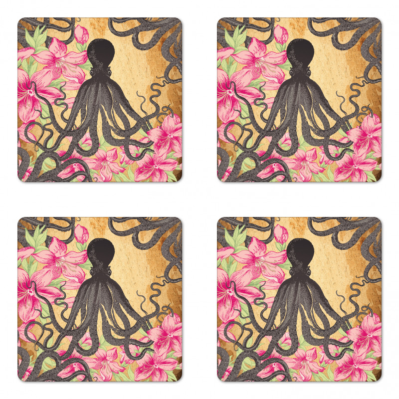 Kraken Roses Leaves Coaster Set Of Four