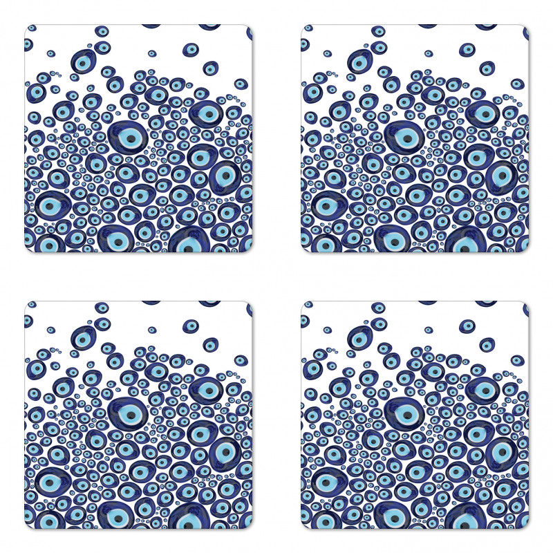 Blue Beads Luck Coaster Set Of Four