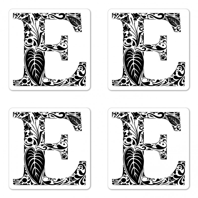 Floral Swirls Big Leaf Coaster Set Of Four