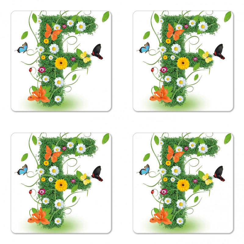 Animals and Flowers F Coaster Set Of Four