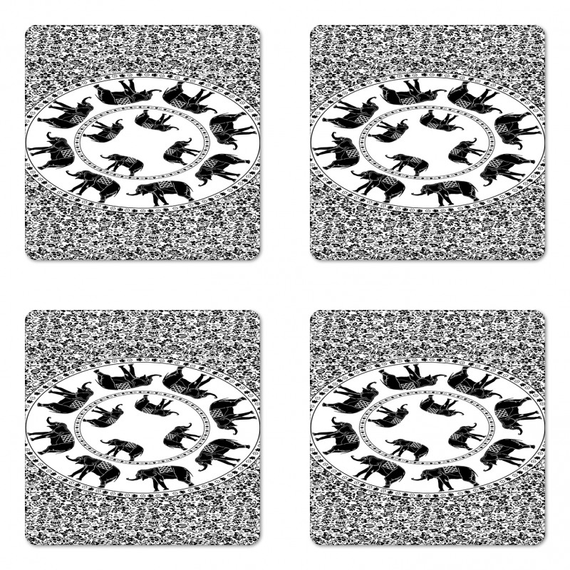 Monchrome Animal Floral Coaster Set Of Four