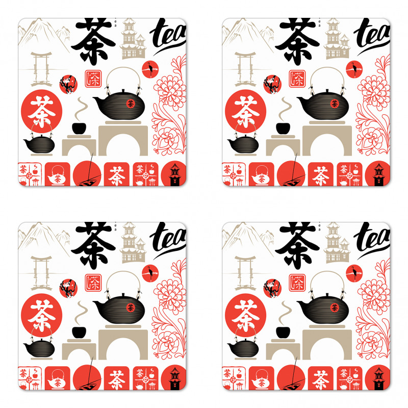 Japanese Tea Culture Coaster Set Of Four