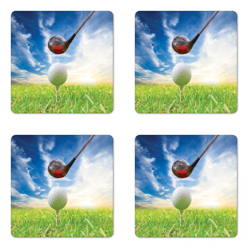 Golf Club and Ball Coaster Set Of Four