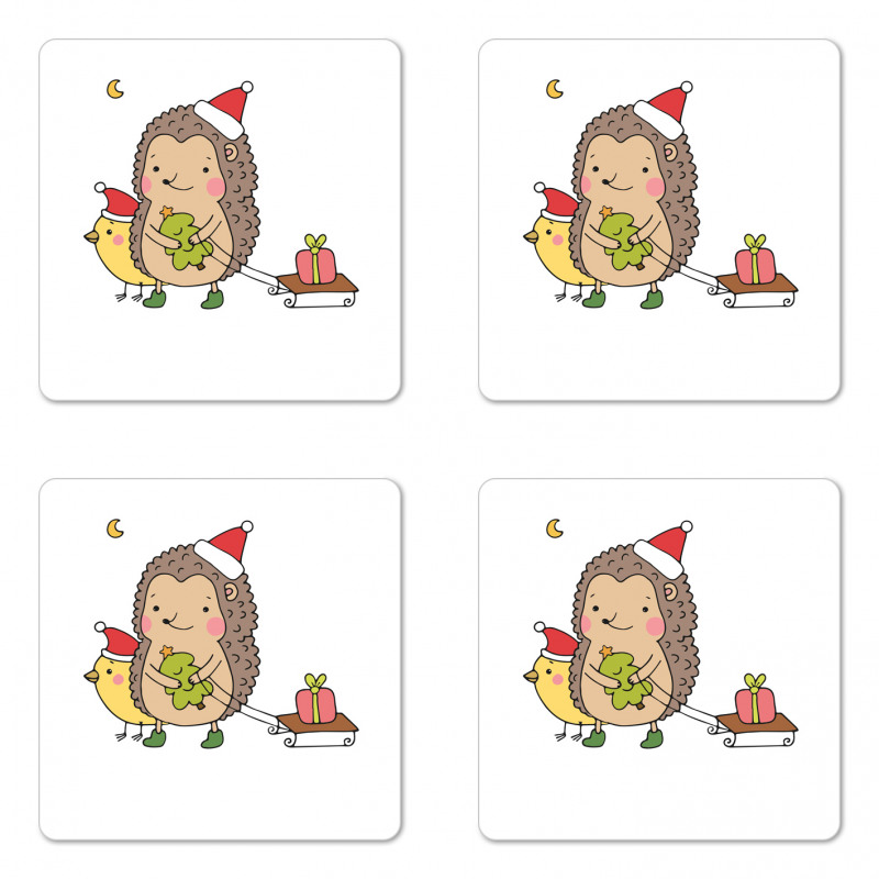 Cartoon Bird and Tree Coaster Set Of Four