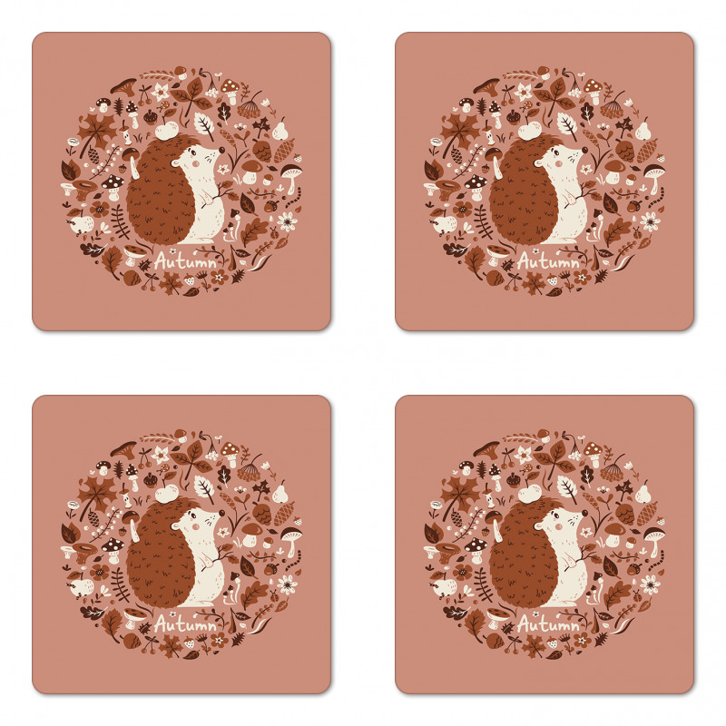 Autumn Elements Pine Coaster Set Of Four