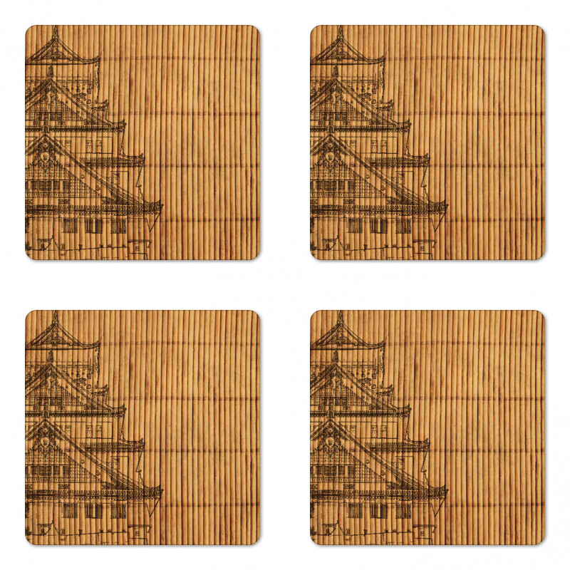 Building on Bamboo Pipes Coaster Set Of Four