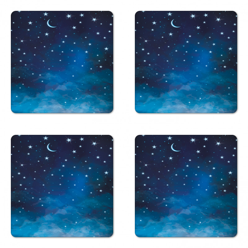 Night Time with Moon Star Coaster Set Of Four