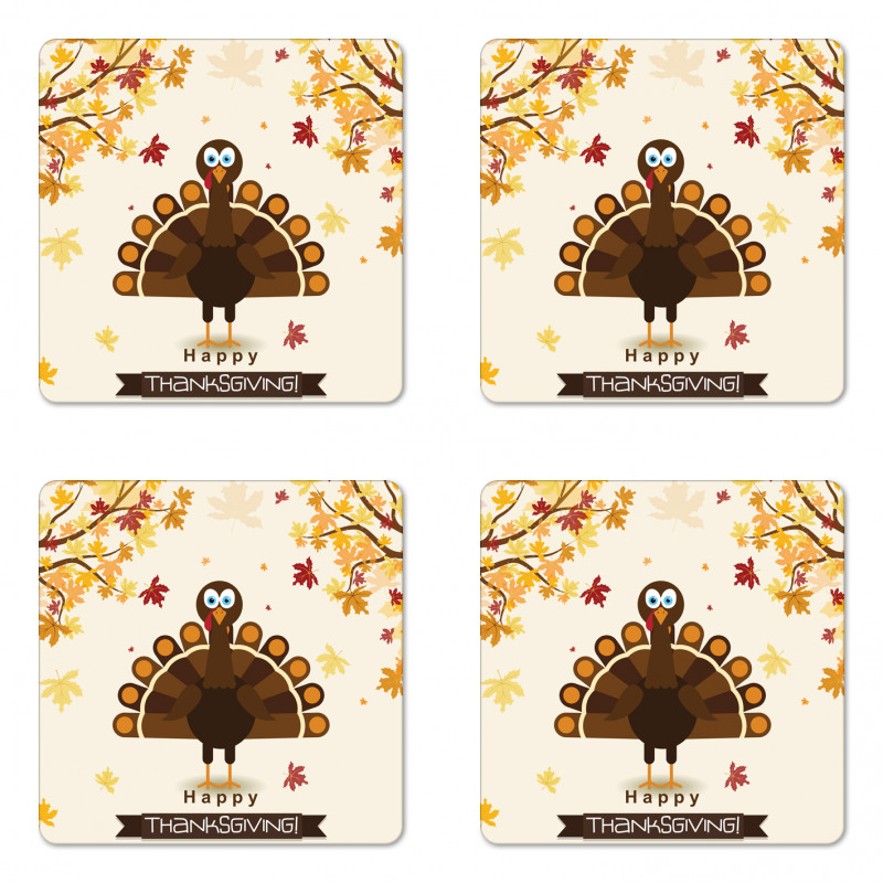 Fall Season Animal Leaf Coaster Set Of Four