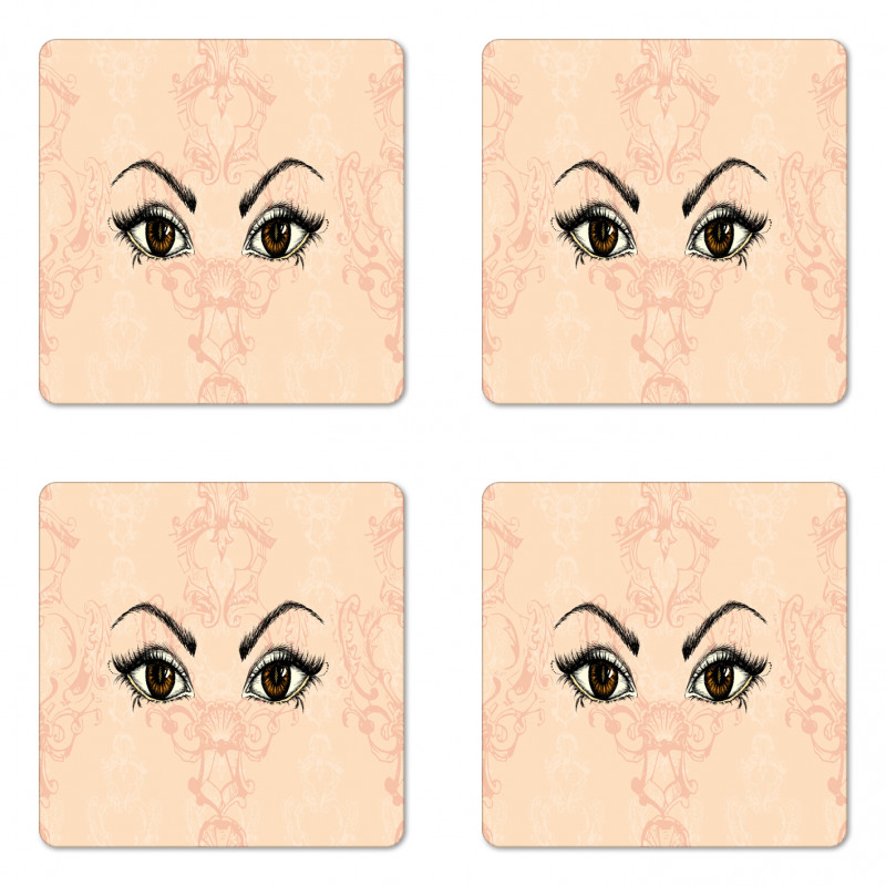 Sketchy Woman Floral Coaster Set Of Four