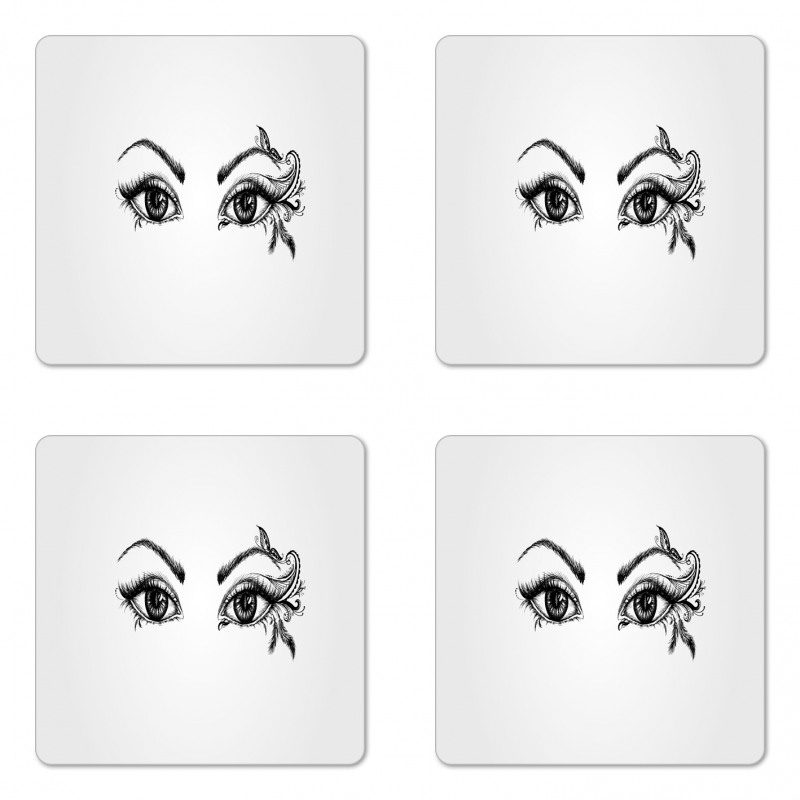 Feather Butterfly Woman Coaster Set Of Four