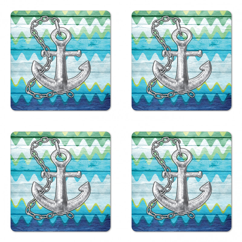 Nautical Chevron Zigzags Coaster Set Of Four