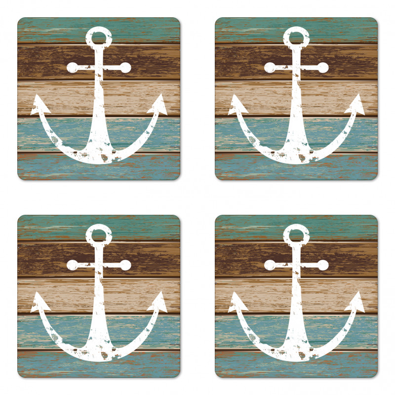 Grunge Marine Wooden Plank Coaster Set Of Four