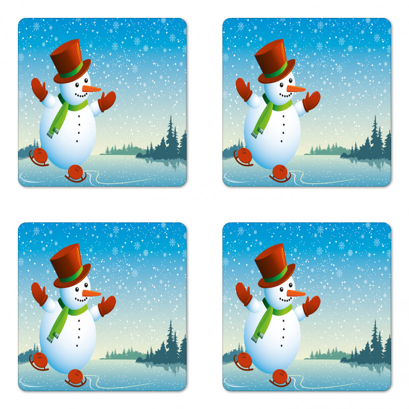 Skating Happy Cartoon Coaster Set Of Four