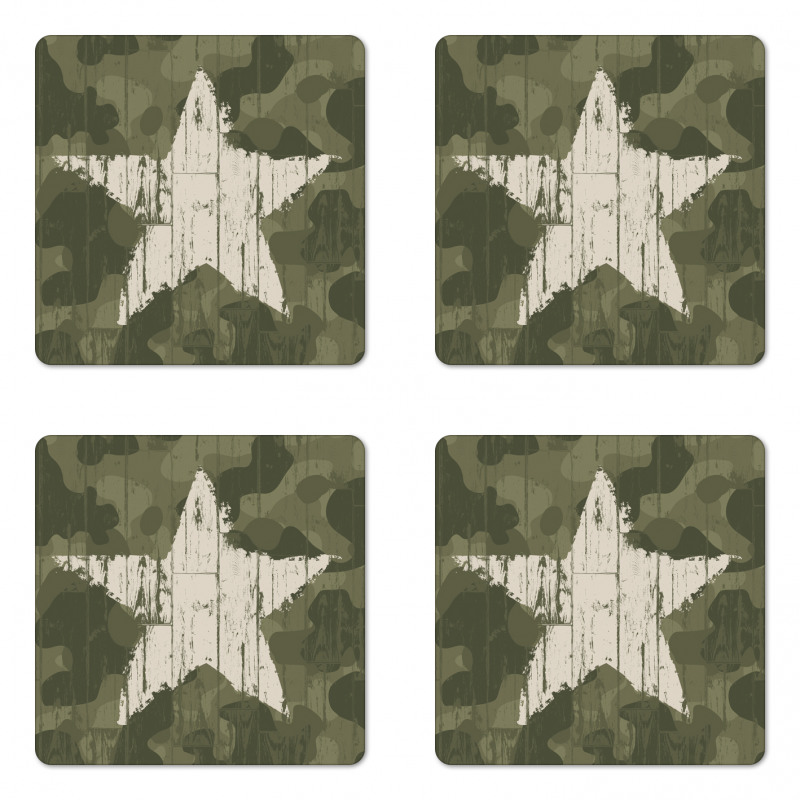 Grunge Star on Green Coaster Set Of Four