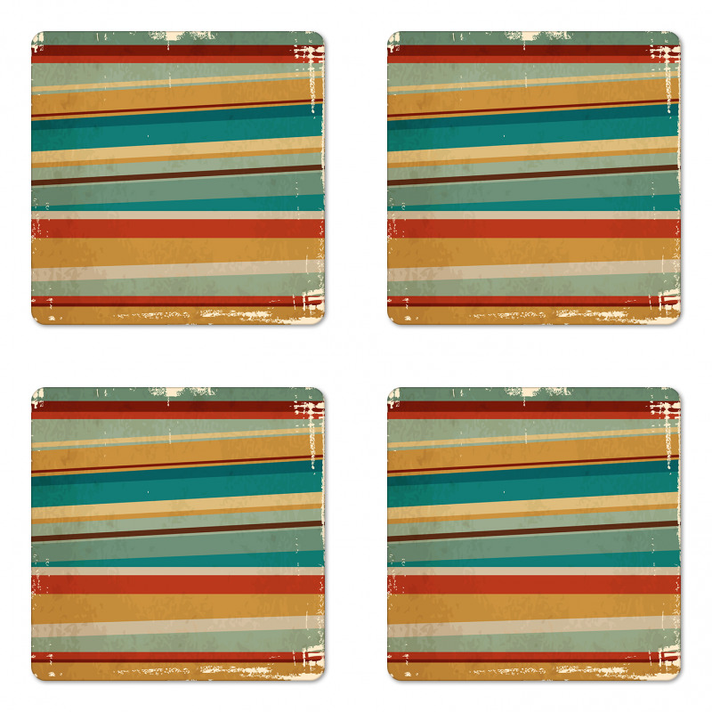 Worn Frame Design Coaster Set Of Four