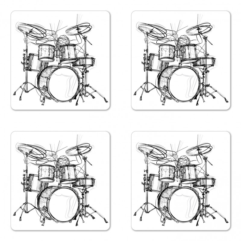 Drummer Doodle Art Coaster Set Of Four