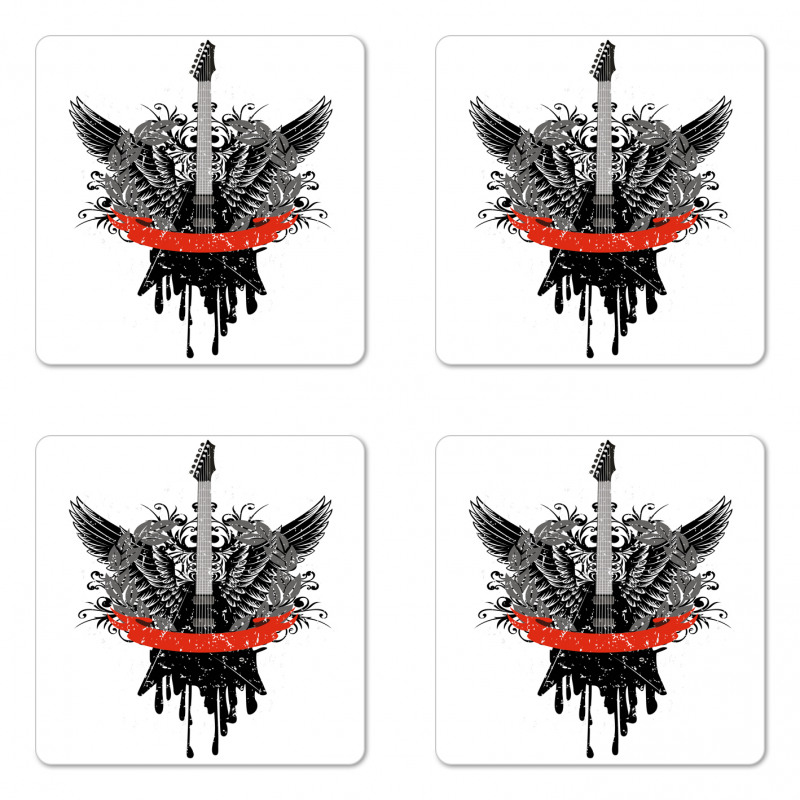 Gothic Guitar Wings Coaster Set Of Four