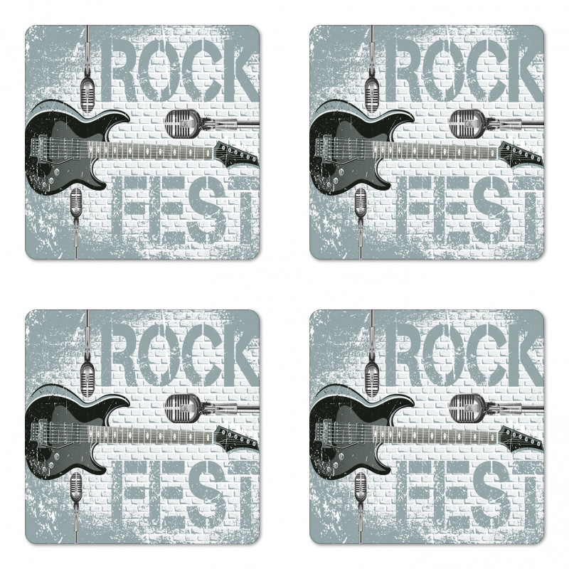 Guitar on Brick Wall Coaster Set Of Four