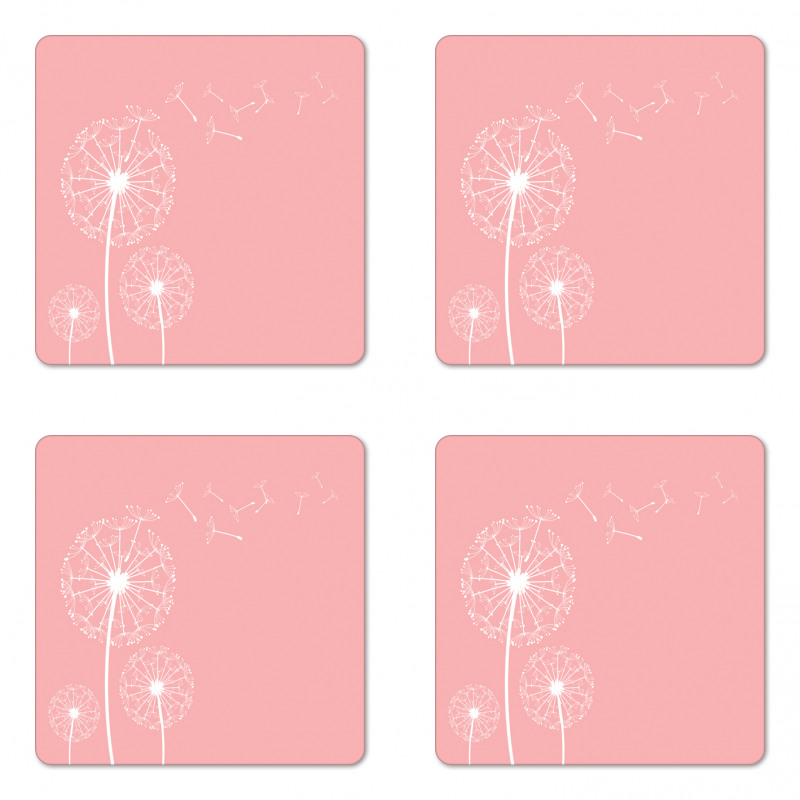 Sketch Style Flowers Coaster Set Of Four