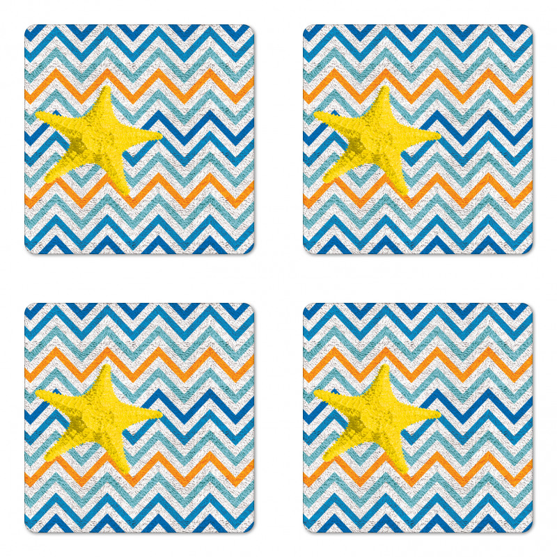 Angled Stripes Starfish Coaster Set Of Four