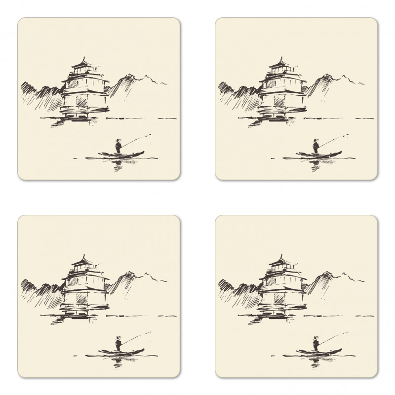 Pagoda Fisherman Coaster Set Of Four