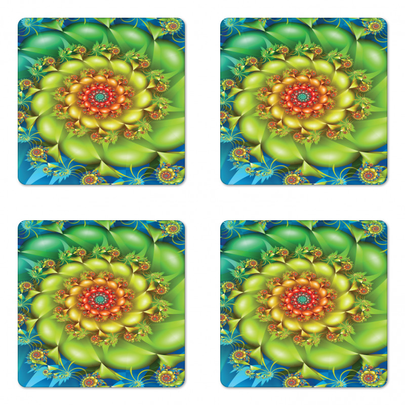 Colorful Floral Spiral Coaster Set Of Four