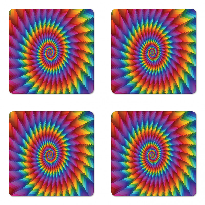 Vibrant Rainbow Spiral Coaster Set Of Four
