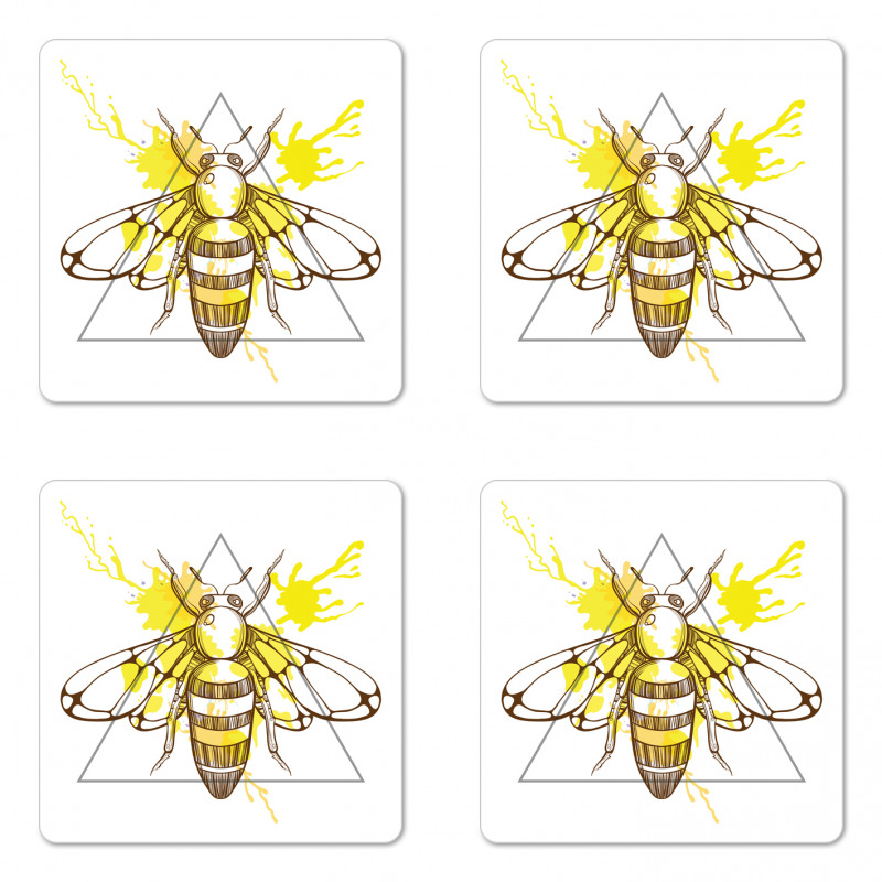 Color Splashed Bee Coaster Set Of Four