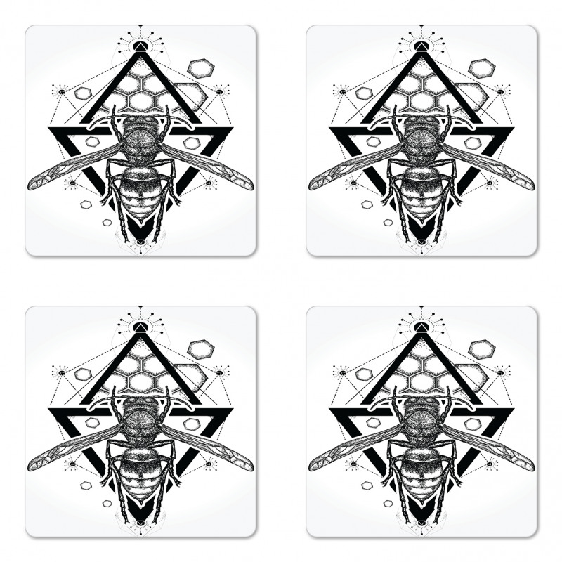 Beehive Pattern Bug Coaster Set Of Four