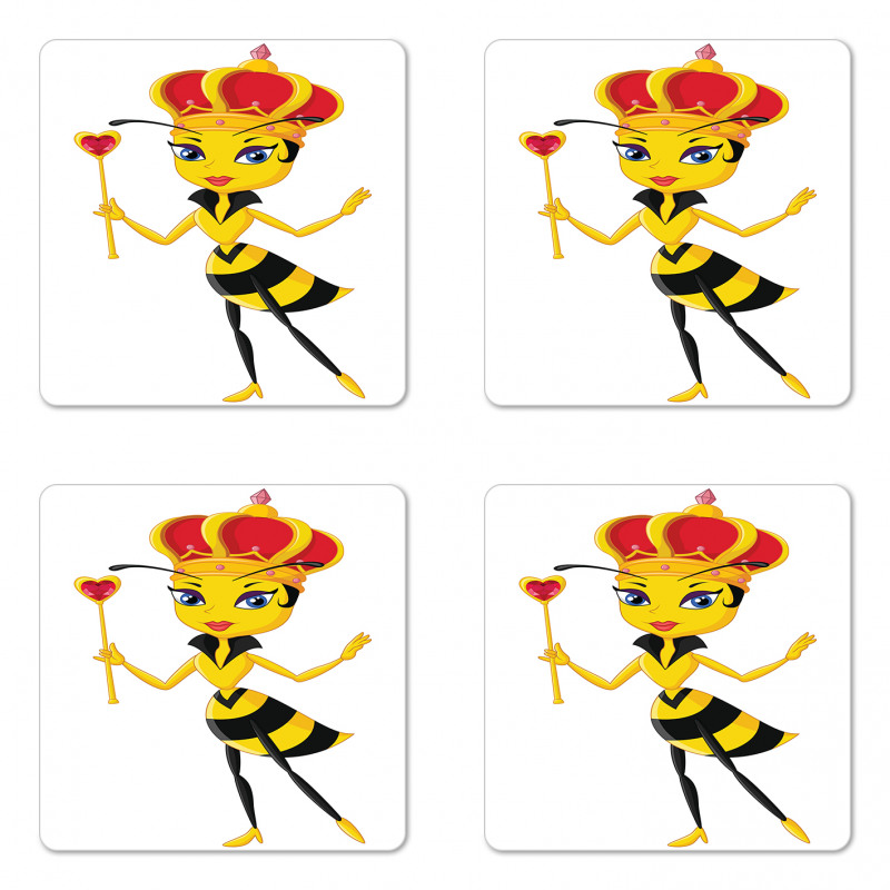 Cartoon Style Bee Coaster Set Of Four