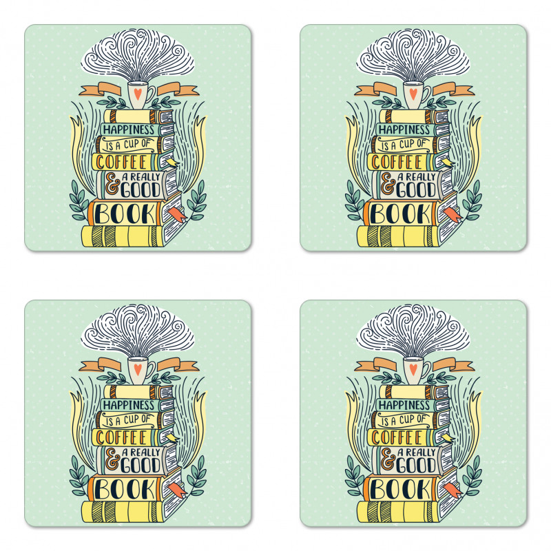 Happiness Theme Cartoon Coaster Set Of Four