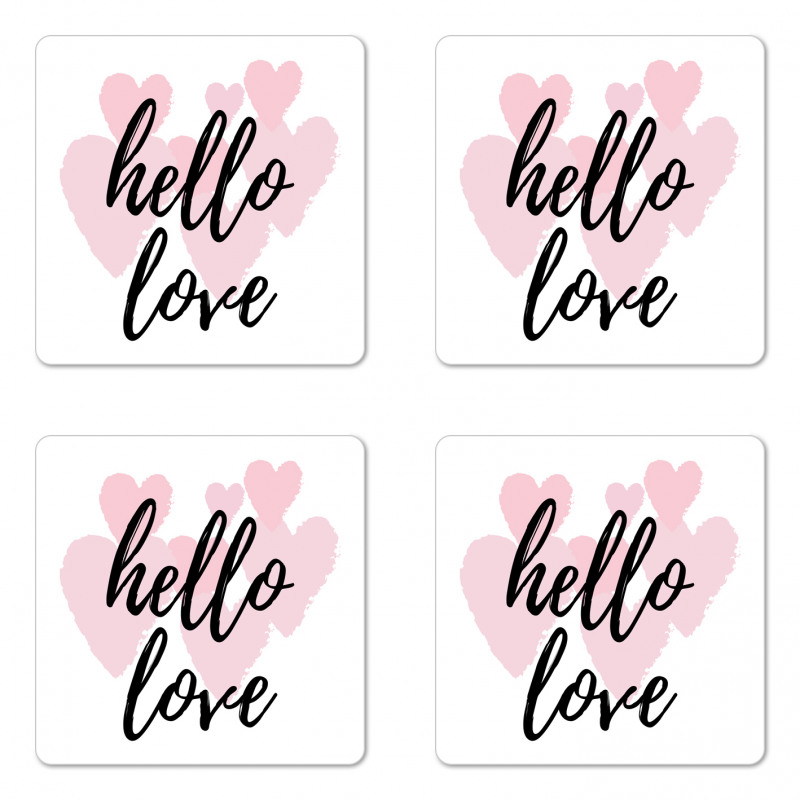 Romantic Phrase Hearts Coaster Set Of Four