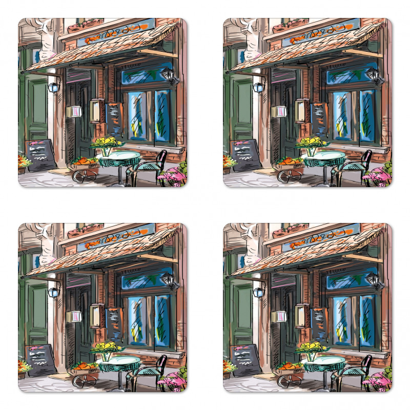 Street Paris Cafe Eating Coaster Set Of Four