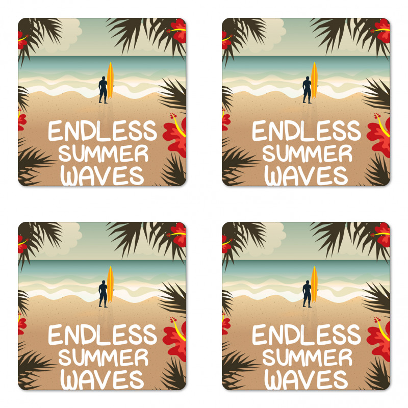 Colorful Hippie Beach Theme Coaster Set Of Four