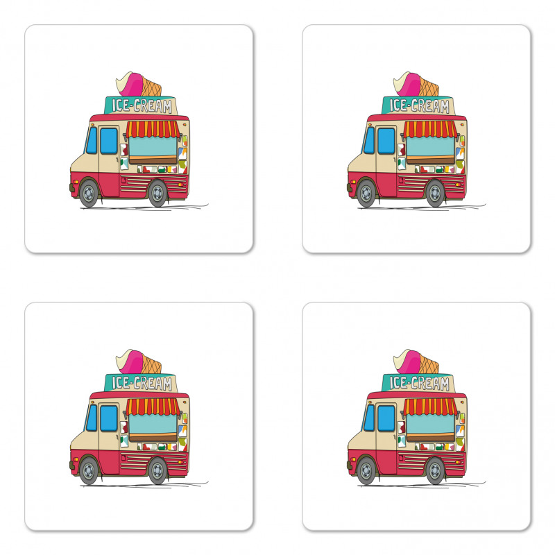 Ice Cream Cartoon Style Coaster Set Of Four