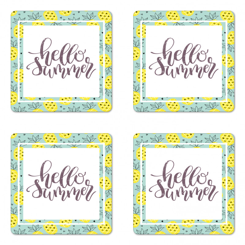 Yellow Pineapples Coaster Set Of Four