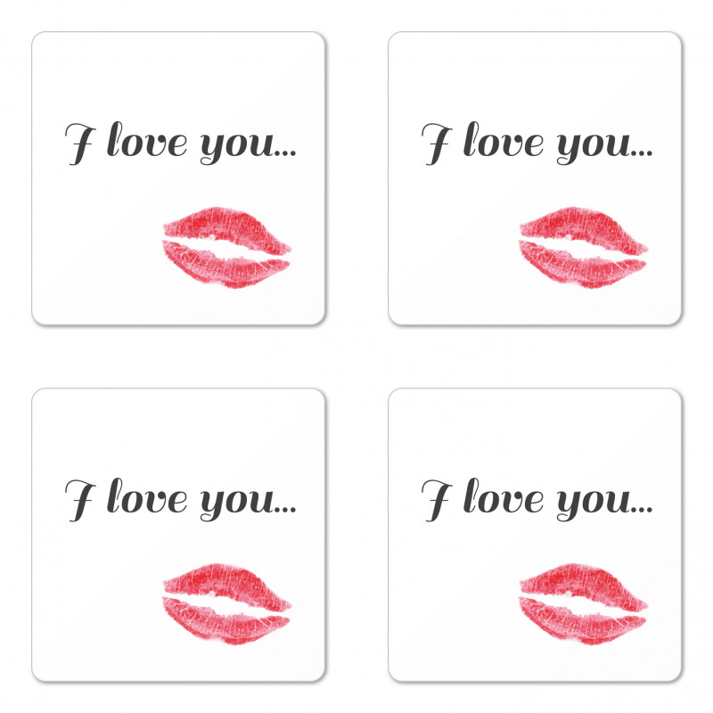 Red Kiss Lipstick Coaster Set Of Four