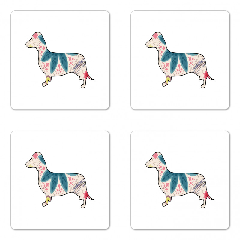 Floral Puppy Coaster Set Of Four