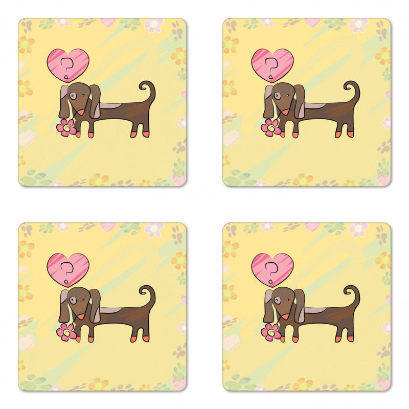 Colorful Dog Design Coaster Set Of Four