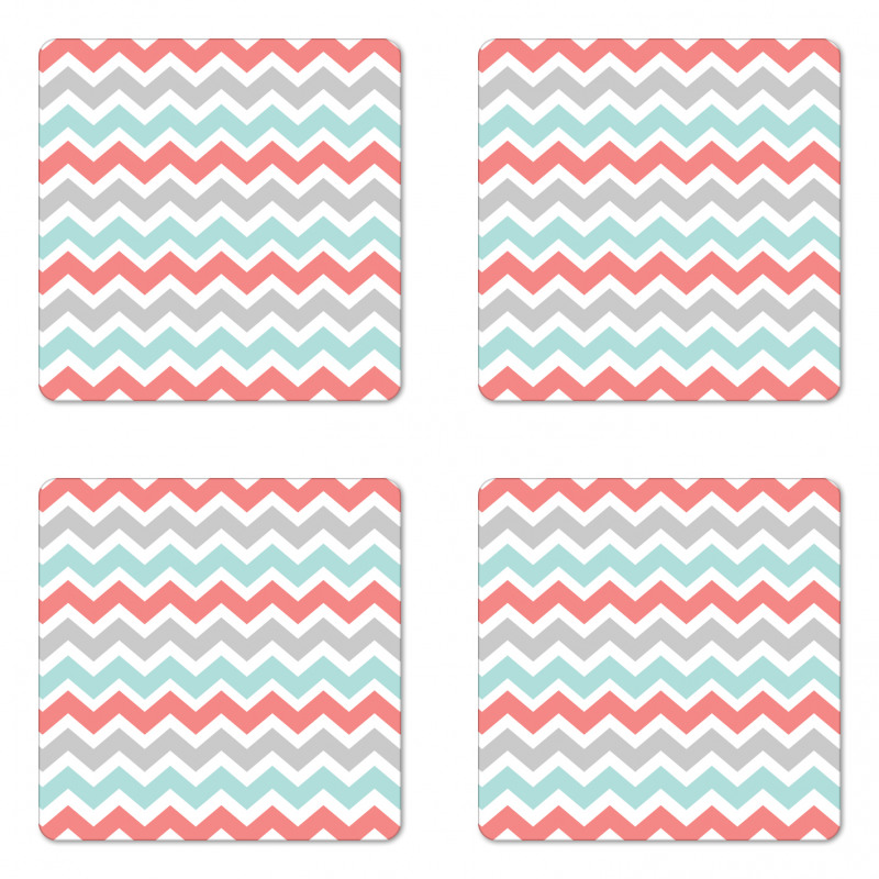 Cute Artful Pastel Zigzags Coaster Set Of Four