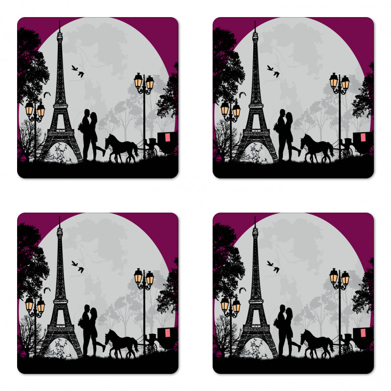 Couple with Full Moon Coaster Set Of Four