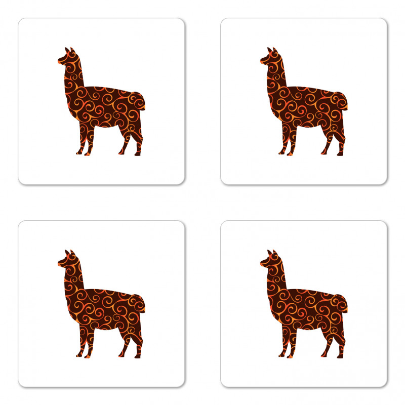 Animal Silhouette Lines Coaster Set Of Four