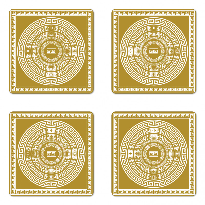 Frieze Meander Lines Coaster Set Of Four