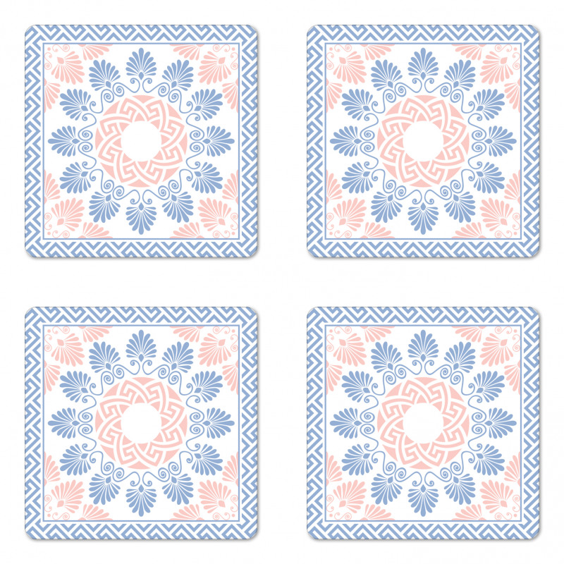 Pastel Floral Grecian Coaster Set Of Four