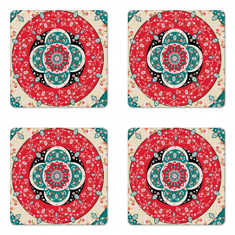 Circles Blooms Coaster Set Of Four