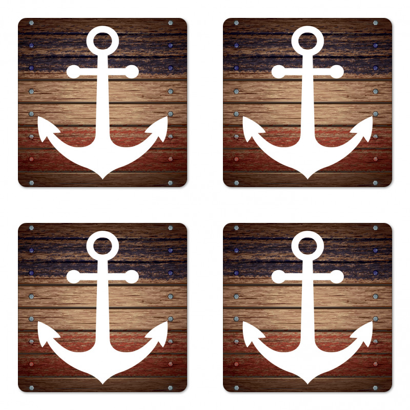 Boat Theme Anchor Motif Coaster Set Of Four