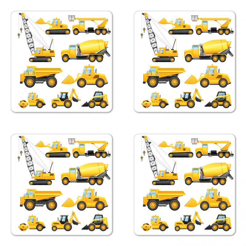 Construction Vehicles Coaster Set Of Four