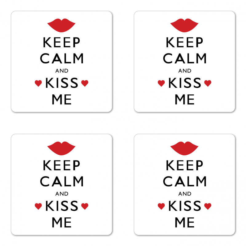 Kiss Me Red Hearts Coaster Set Of Four