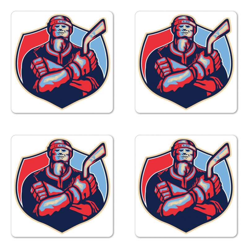 Player Holding Stick Coaster Set Of Four